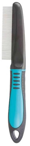 TRIXIE Hunde-Kamm mit feinen Zinken - glättet das Fell - für Deckhaar und Unterwolle - Kurzhaar - gummierter Kunststoffgriff - 22 cm - 23763