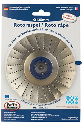 Rotoraspel 125 mm (Klinge 2,0 ; Mittel) Schleifscheibe 125x22mm für Holz, Kunststoff,Gummi
