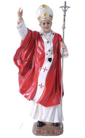 Gifts & Decor Venerable Pope John Paul II Holding Crucifix Figurine Pontiff Saint The Great Statue Light of Christ in Vivid Colors
