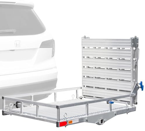 Silver Spring Folding Aluminum Scooter and Wheelchair Carrier with Ramp 500 lb. Weight Capacity Class III or IV 2 Hitch Receiver