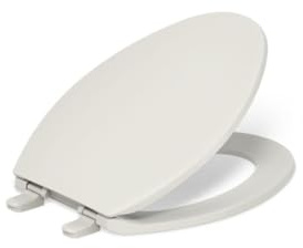 KOHLER K-4774-47 Brevia Elongated Toilet Seat with Quick-Release Hinges And Quick-Attach Hardware For Easy Clean, Almond