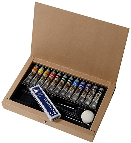 Maimeri Kartong med 12 rör 20 ml 1 rör 60 ml vit akrylfärg polycolor linje och tillbehör