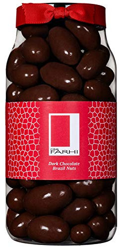 Rita Farhi Dark Chocolate Coated Brazil Nuts in a Gift Jar | Vegetarian Friendly Luxury Chocolate Gift | Chocolate Covered Nuts | Palm Oil Free 740 g