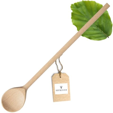 HOFMEISTER® Kochlöffel Holz 100 cm - Rührlöffel aus Buche, keine Kratzer in beschichteten Töpfen - hitzebeständig und formstabil, handgefertigt in der EU (rund, 1 Stück)