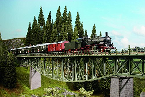 NOCH Brückenfahrbahn, gerade, Modellbahnzubehör mit Laser-Cut, 1-gleisig für H0 mit Brückenköpfen