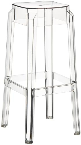 CLP Taburete Outdoor Fox con Estructura De Polipropileno I Silla Alta con Reposapiés I Taburete De Terraza 160 kg Cap. Máx. De Carga I Color:, Color:Transparente