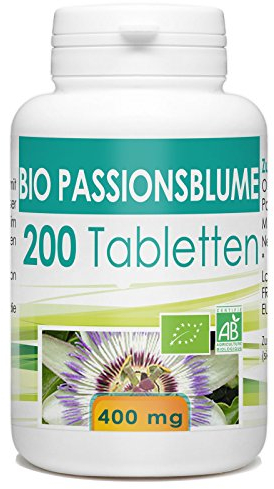 Bio Passionsblume 1600 mg pro Tag - ENTSPANNUNG, SCHLAF - 200 Tabletten | Premium Naturprodukt & Rein pflanzlich