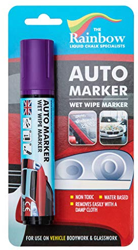 Car Window Markers for Glass Washable - Car Marker Pens for Most Surfaces, Tire, Mirror - Motorcycle, Truck, Wet Erase Removable (Purple, 15mm Jumbo Tip)