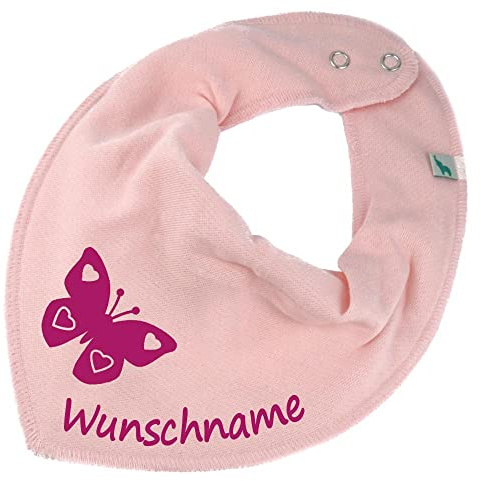 HALSTUCH mit Namen oder Text personalisiert für Baby oder Kind aus Baumwolle in Einheitsgröße Schmetterling