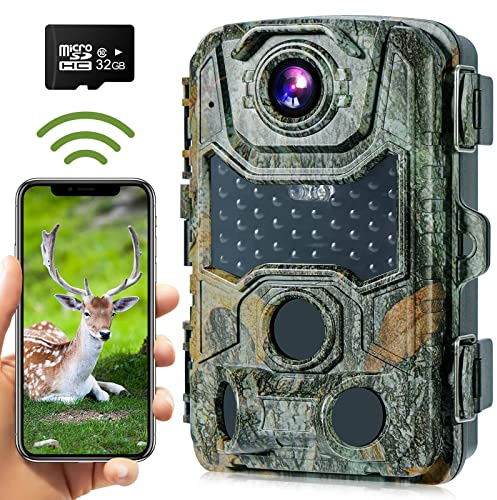 Crenova outdoor Trail Camera 4K WiFi Wildlife Camera Include 32GB SD Card 42 pcs 940nm IR LEDs and IP66 Waterproof Game Camera Bluetooth Motion Activated Night Vision Perfect Wireless transmission