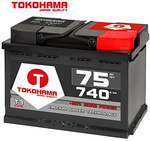 Tokohama Autobatterie 12V 75AH 740A/EN Batterie ersetzt 70Ah 71Ah 72Ah