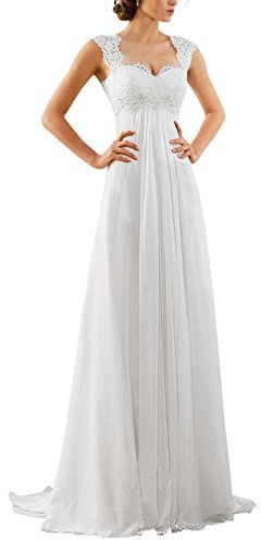 White Lace Plus Size Bridal Gowns for Civil & Beach Wedding, Pregnant Bride - 2023 US 18W