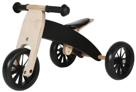 Bandits & Angels Smart Bike Laufrad Holz 4-in-1 Schwarz ab 1 Jahr – Für Jungen und Mädchen – Laufrad aus Holz – Umkehrbar in Dreirad und Zweirad – Verstellbarer Sattel