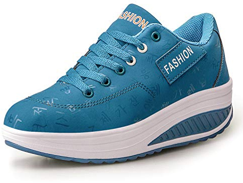 Donne Sneaker Dimagrante Scarpe Passeggio & Scarpe Ginnastica Fitness Cunei Piattaforma Scarpe (39 EU, Blu)