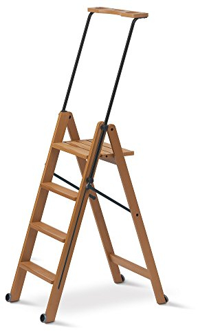 Scala 4 gradini TUSCANIA 170/4, Legno - Chiudibile - Con sistema di sicurezza - Finitura Ciliegio - Arredamenti Italia
