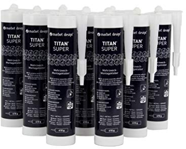 MARBET DESIGN Montagekleber extra stark Titan Super für Sockelleisten, Holz, Metall, XPS, Zierleisten (9 Kartuschen Titan Super) Baukleber Universalkleber Alleskleber