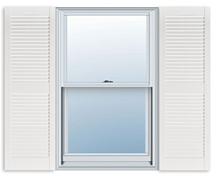 Exterior Solutions Standard Louver Exterior Vinyl Shutter, White (Pair), 15 Inch x 71 Inch