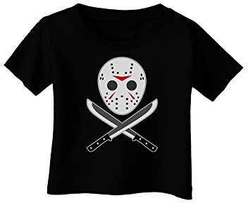 Scary Mask with Machete - Halloween Infant T-Shirt Dark Black - 18Months