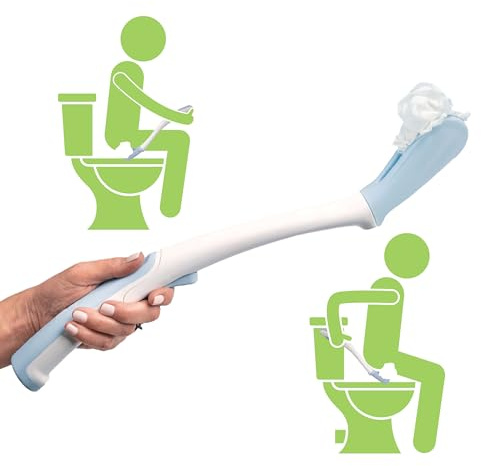 Juvo Toilet Aid - Personal Bottom Wiping Tool, Bathroom Mobility Aid for Disabled, Elderly, and Surgery Recovery - 18 long wand with hygienic cover