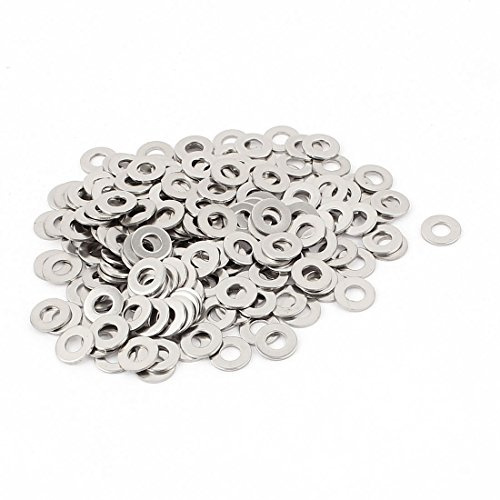 sourcing map 200 Stück Unterlegscheiben 304 Edelstahl M4 Flach Silber Ton | Karosseriescheiben, Für Schrauben Bolzen, M4, 304 Edelstahl, Flach