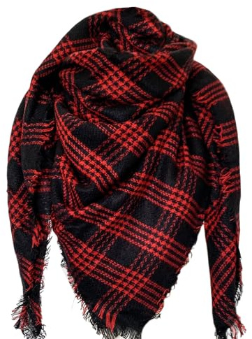 DELEY Retro Damen Tartan Sciarpa Scialle Schal Plaid Wrap Wickelschal | Weich, Warm, Kariert, Unisex, Mode, Schals, Decke, Plaid, Überwurf