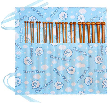 Bamboo Knitting Needles Set 11 Sizes 22 Pcs 25cm Short Single Point Needles 3-10mm with Storage Case Lightweight Carbonized Wooden Starter Kit for Adult Beginners — Hats Sleeves Scarves Knitters