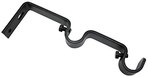 Gardinia Soporte doble para barras de cortina con Ø 16 mm, 7/7 cm, (a 14 cm de la pared), incluye material de montaje, Memphis Line, metal, negro mate, 2 unidades