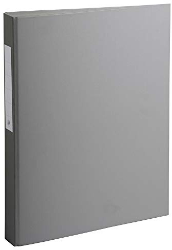 Exacompta 54384E 10er Pack Ringbücher 2 Ringe Füllhöhe 25mm, Rücken 40mm, aufgeklebtes Rückenschild, für DIN A4 Kunststoffbezug aussen und innen, grau