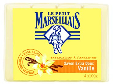 Le Petit Marseillais Feste Seife Vanille – antibakterielle Wirkung – 4 x 100 g