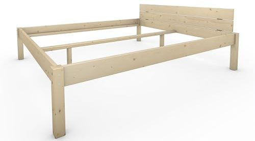TUGA - Holztech Naturprodukt MASSIVHOLZBETT DAYBETT MASSIV Holz Bett HOLZBETT FSC 300Kg 200 x 220cm unbehandelt EXTRA HÖHE 48cm