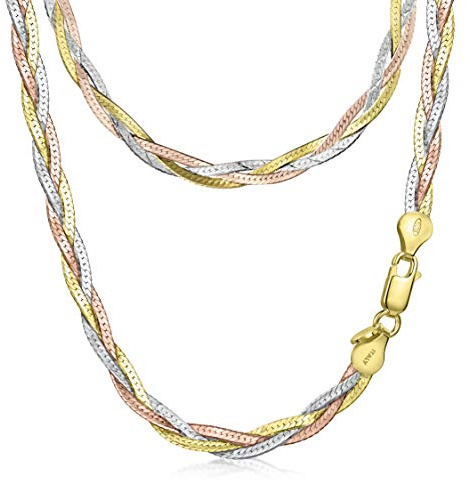 Amberta Collana da Donna in Argento Sterling 925 Maglia Spina di Pesce 5 mm Lunghezza 45 cm - Multicolore
