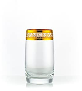 Crystalex Wassergläser Longdrinks Ideal Gold Kristallgläser 380 ml 6er Set Bohemia