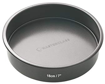 MasterClass 18cm Loose Based Sandwich Tin with PTFE, PFOA and BPA Free Non Stick, Robust 1mm Thick Carbon Steel, 7 Inch Round Cake Pan