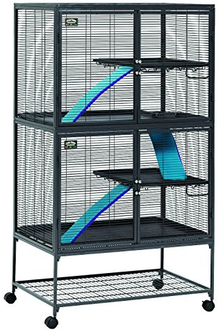 MidWest Homes for Pets Deluxe Critter Nation Modell 162 Kleintierkäfig, Doppeleinheit, Maße montierter Käfig ca. 91 x 61 x 160 cm (L x B x H), Quarzgrau
