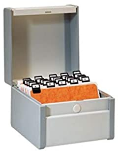 REXEL 3410800 Karteikasten, DIN A5 quer, grau lackiert, 173 x 213 x 190 mm