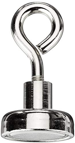 Neodymium Clamping Magnet with M5 Eyebolt for Hanging, Holding or Displaying Items - 25mm Diameter x 36mm High - 20kg Pull - Pack of 1