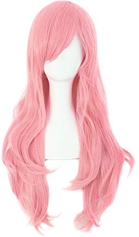 MapofBeauty 28 70cm Long Curly Hair Ends Costume Cosplay Wig (Pink)