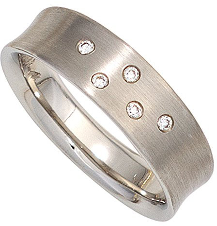 Jobo Damen-Ring aus 950 Platin matt mit 5 Diamanten Größe 56