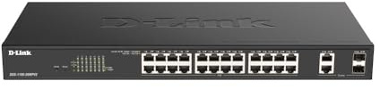 D-Link DGS-1100-24V2/E Smart Switch Gestito, 24 Porte Gigabit, Supporto VLAN, Funzionalità layer 2, QoS, 802.3az EEE, Senza Ventole - Solo cavo di alimentazione UE, Nero
