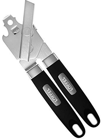 LÖFFEL Stainless Steel Manual Can Openers, Non-Slip Safety Lid Remover, Kitchen & Restaurant, Industrial Materials for Portable Cooking Area, Ultra Sharp Blade for Seniors with Arthritis