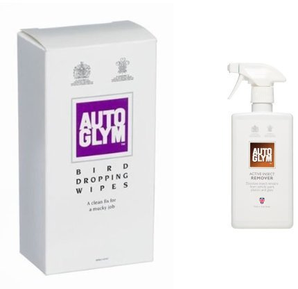 Auto Glym Bird Dropping Wipes+Auto Glym Active Insect Remover, 500ml
