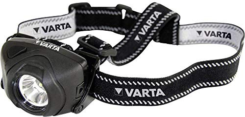 VARTA 1 Watt LED Indestructible Head Light H20 (inkl. 3x Longlife Power AAA Batterien Taschenlampe Flashlight Stirnlampe Kopflleuchte extrem robustes und spritzwassergeschütztes IPX4 Gehäuse)