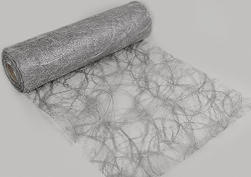 Protinam Tischläufer 5,0 m Silber Geblümt 30 cm breit 5 m