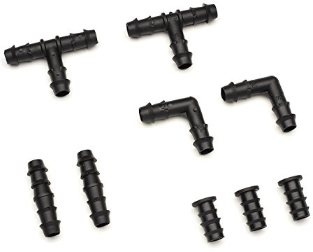 REHAU Zubehör-Set für Perlschlauch/Tropfschlauch, verbinden, abzweigen, umlenken, stopfen, 9-teilig, 13 mm, 1/2 Zoll