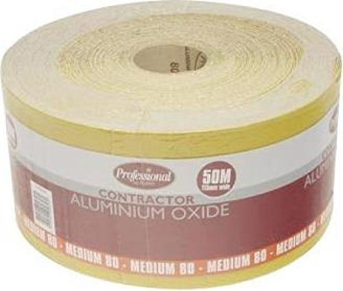 ProDec 50m Roll 80 Grit Medium Grade Yellow Aluminium Oxide Abrasive | Sanding Paper for Sanding Wood, Paint, Plaster, Filler, Metal and More, 115mm Wide Sandpaper Compatible with Machine Sanders