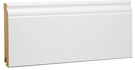 KGM Hamburger Sockelleiste Altberliner Profil – Weiß folierte MDF Fußbodenleiste – Maße: 2400 x 19 x 120 mm – 1 Stück