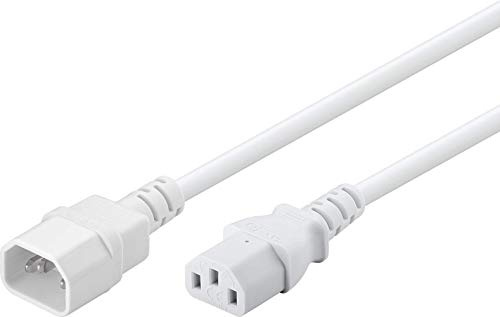 Goobay 97584 Kaltgerätekabel 2m Verlängerung / C14 Stecker auf C13 Buchse Stromkabel / Kaltgeräte Netzkabel mit Kaltgerätestecker / Weiß / Verlängerungskabel 2m