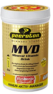 Peeroton MVD Mineral Vitamin Drink - Blutorange, Elektrolyt Pulver mit den 5 wesentlichen Elektrolyten plus Zink, Magnesium und Vitamin C - regelmäßig einnehmen und das Immunsystem stärken, 300g