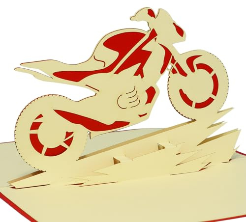 Pop-Up Karte Motorrad – 3D Geburtstag Grußkarte, N157 | Motorrad, Biker, Papierkunst, aufklappbar, Motocross, Geschenk