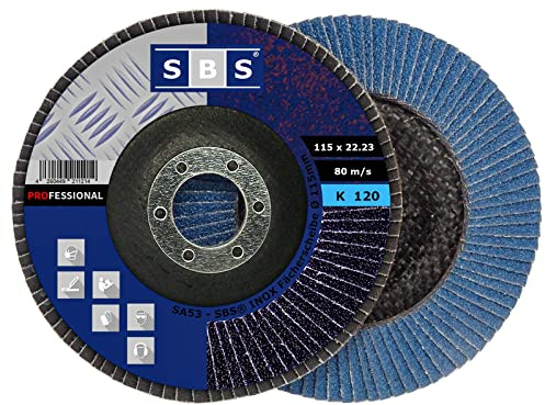 SBS Fächerscheiben | Ø 115mm | Korn 120 | 10 Stück | Inox blau Metall & Holz Winkelschleifer Schleifmop